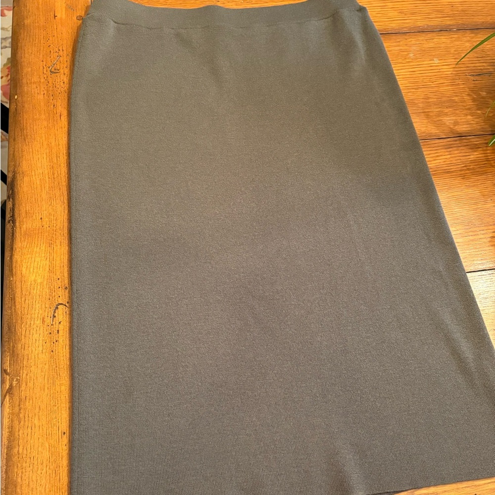 Eileen Fisher Merino Midi Skirt - Olive Green